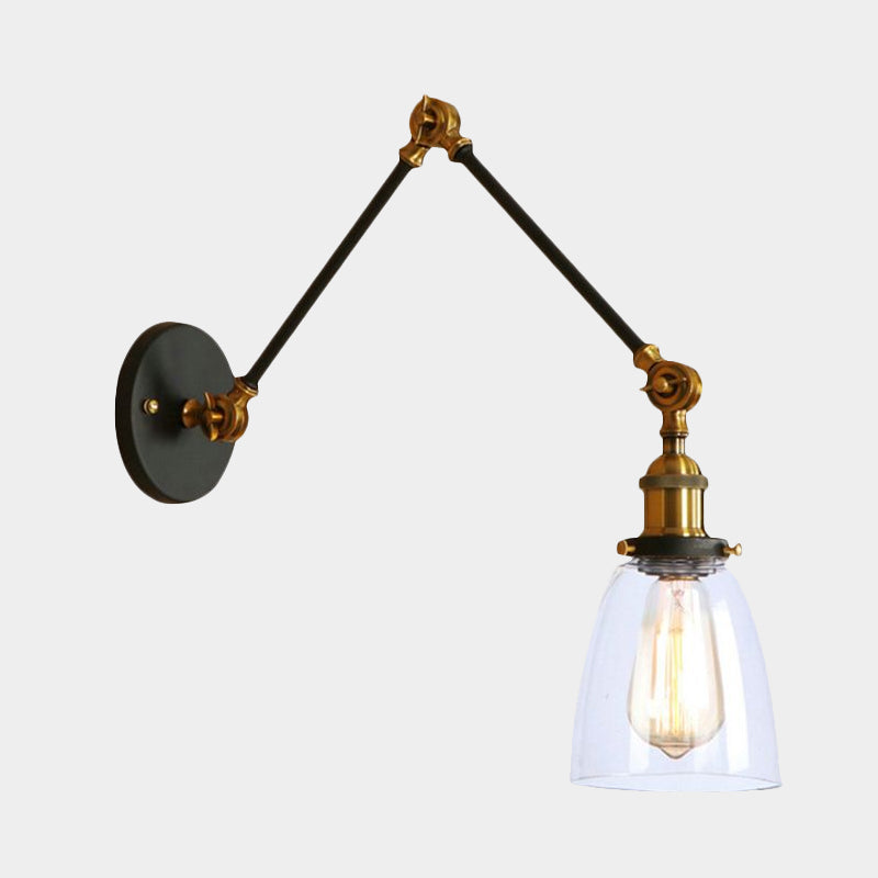 Lisslune | Tapered Accent Wall Lamp Antique Clear Glass 1 Light Black/Silver/Brass Wall Lamp with Swingarm