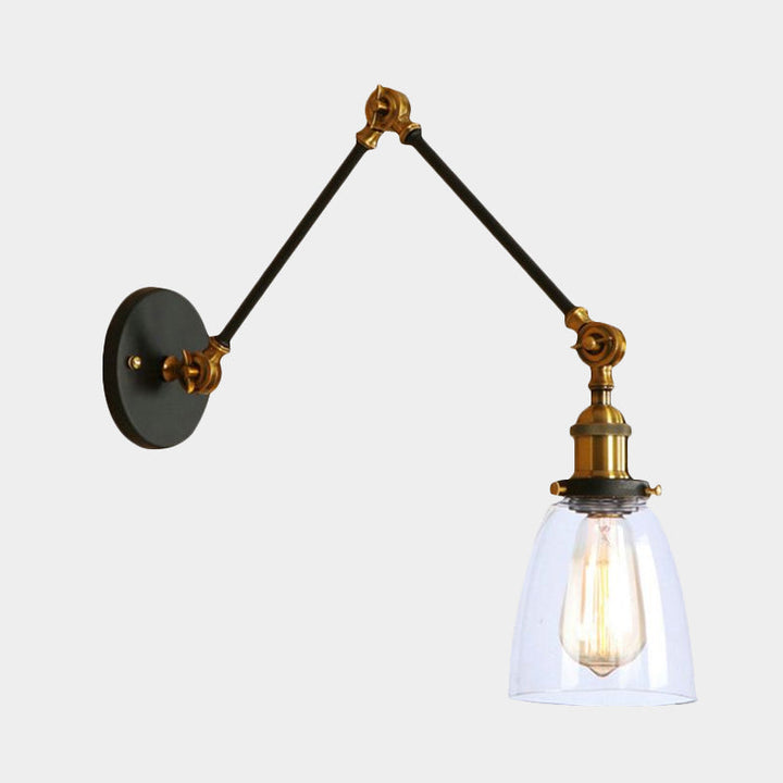 Lisslune | Tapered Accent Wall Lamp Antique Clear Glass 1 Light Black/Silver/Brass Wall Lamp with Swingarm