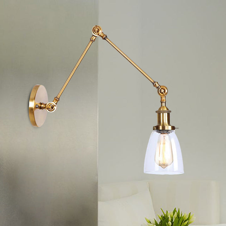 Lisslune | Tapered Accent Wall Lamp Antique Clear Glass 1 Light Black/Silver/Brass Wall Lamp with Swingarm