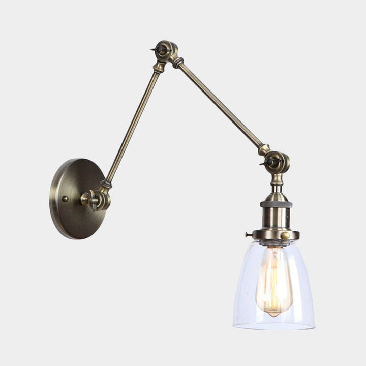 Lisslune | Tapered Accent Wall Lamp Antique Clear Glass 1 Light Black/Silver/Brass Wall Lamp with Swingarm