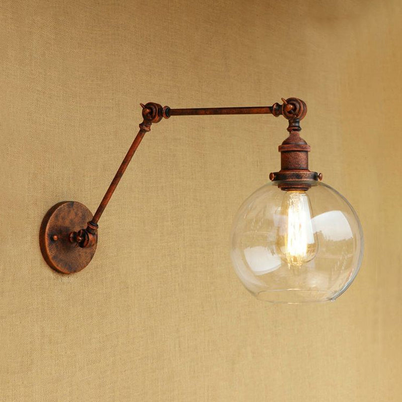 Skørter | A wall lamp with a glass ball cover Industrial bedroom wall lamp lighting accessory in black/antique brass/rust