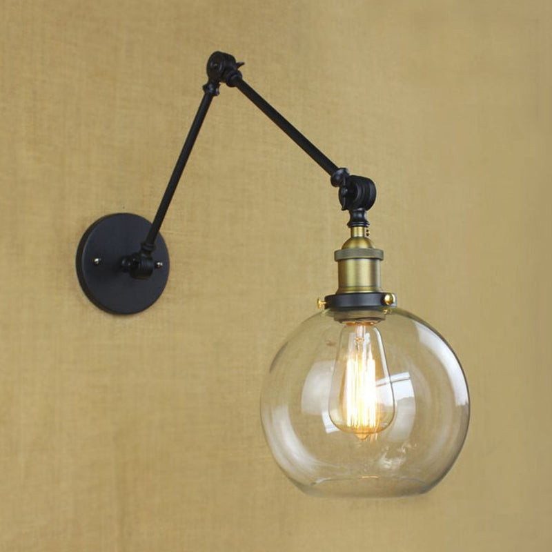 Skørter | A wall lamp with a glass ball cover Industrial bedroom wall lamp lighting accessory in black/antique brass/rust