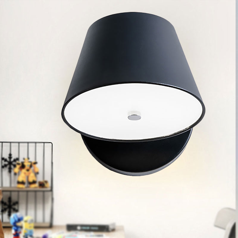 Lisslune | Pink/Yellow/Black Cone Wall Lamp Macaron 1 Light Metal Wall Light in White/Warm Light