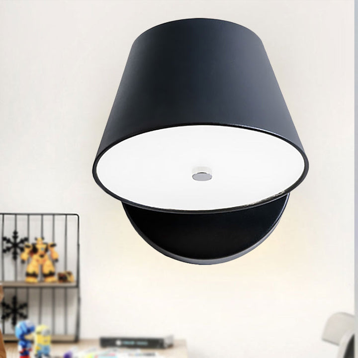 Lisslune | Pink/Yellow/Black Cone Wall Lamp Macaron 1 Light Metal Wall Light in White/Warm Light