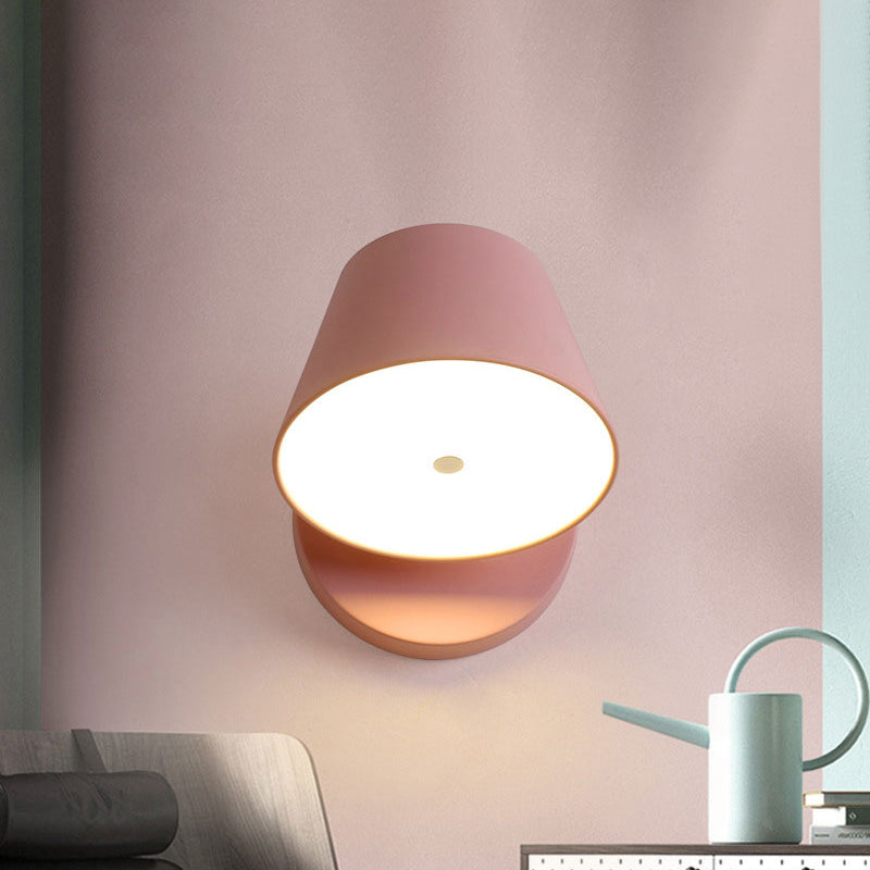 Lisslune | Pink/Yellow/Black Cone Wall Lamp Macaron 1 Light Metal Wall Light in White/Warm Light