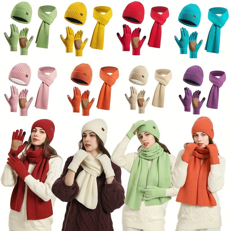 Lisslune | Winter Comfort Set – Knitted Beanie, Scarf and Gloves for Unisex