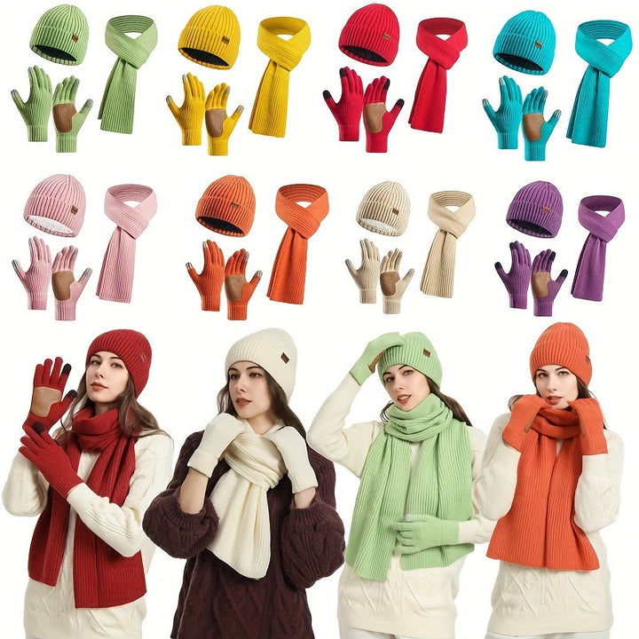 Lisslune | Winter Comfort Set – Knitted Beanie, Scarf and Gloves for Unisex