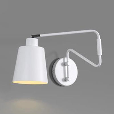 Lisslune | 1 Bright Wall Light Modern Style Bucket Metal Wall Lamp with Adjustable Arm in White for Hallway
