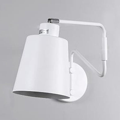 Lisslune | 1 Bright Wall Light Modern Style Bucket Metal Wall Lamp with Adjustable Arm in White for Hallway