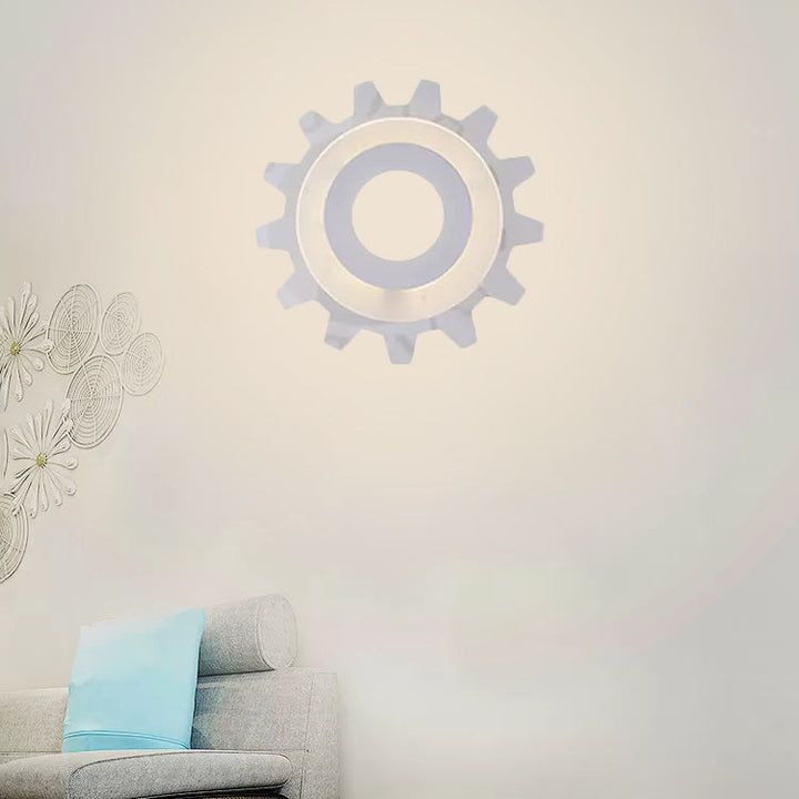 Skørter | White Finish Gear Wall Lamp Creative Acrylic LED Wall Light for Boys Girls Bedroom