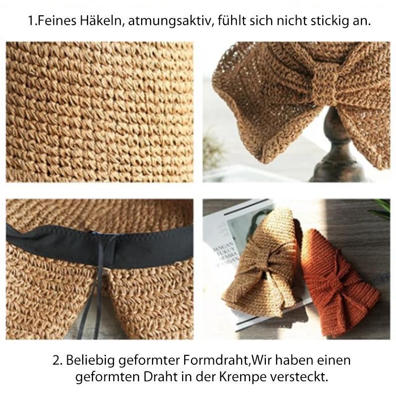Lisslune | Retro Folding Straw Hat with Bow