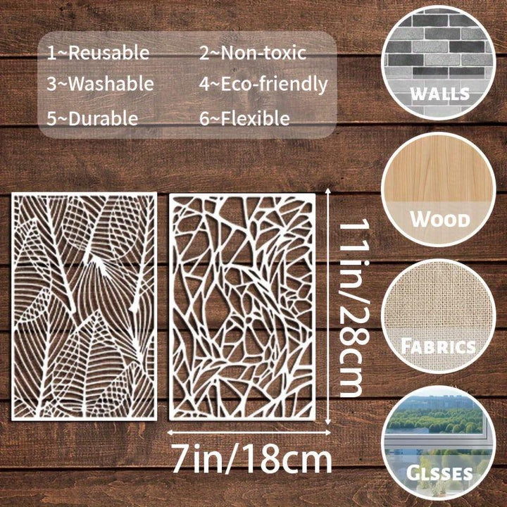 Lisslune | Nature's Touch: 16-piece reusable stencil set for artistic home transformations