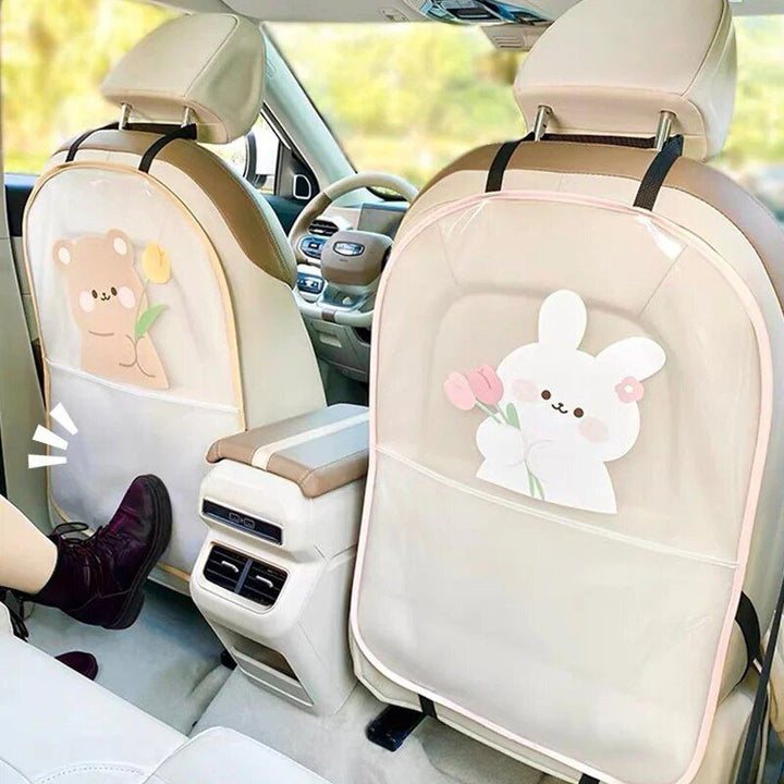 Lisslune | Sweet Bear & Rabbit Cartoon Car Seat Kick Mat