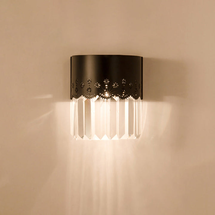Lisslune | Black Half-Cylinder Wall Lamp Lighting Simple 1 Head Crystal Block Wall Light for Nightstand