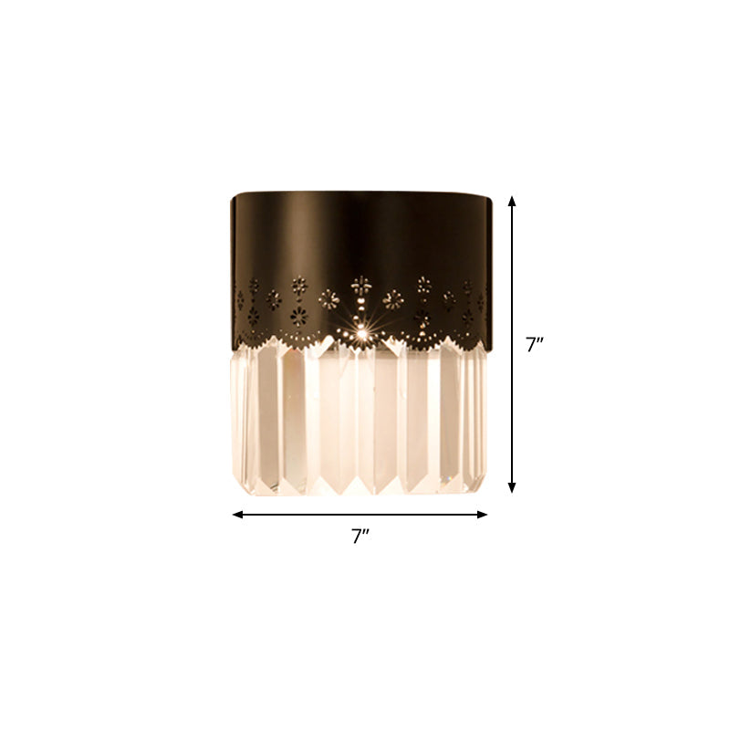 Lisslune | Black Half-Cylinder Wall Lamp Lighting Simple 1 Head Crystal Block Wall Light for Nightstand