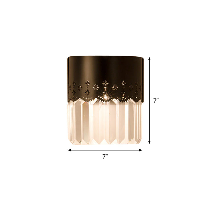 Lisslune | Black Half-Cylinder Wall Lamp Lighting Simple 1 Head Crystal Block Wall Light for Nightstand