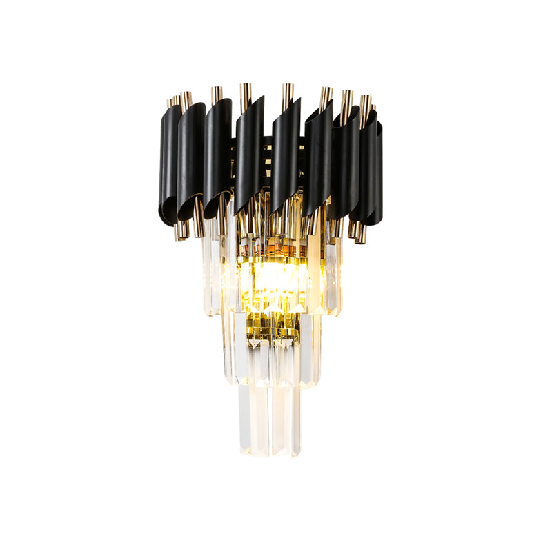 Lisslune | Rectangular Crystal Animal Wall Light Contemporary 2 Lights Black Surface Wall Mounted Lamp