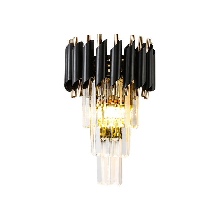 Lisslune | Rectangular Crystal Animal Wall Light Contemporary 2 Lights Black Surface Wall Mounted Lamp
