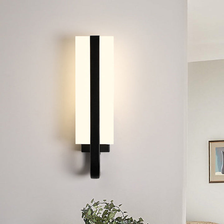 Lisslune | Rectangular Wall Mount Light Minimalist Metal LED Black Wall Lamp Lighting Fixture for Living Room, White/Warm Light