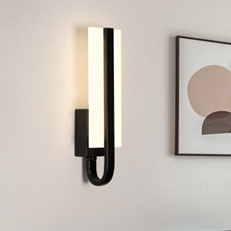 Lisslune | Rectangular Wall Mount Light Minimalist Metal LED Black Wall Lamp Lighting Fixture for Living Room, White/Warm Light