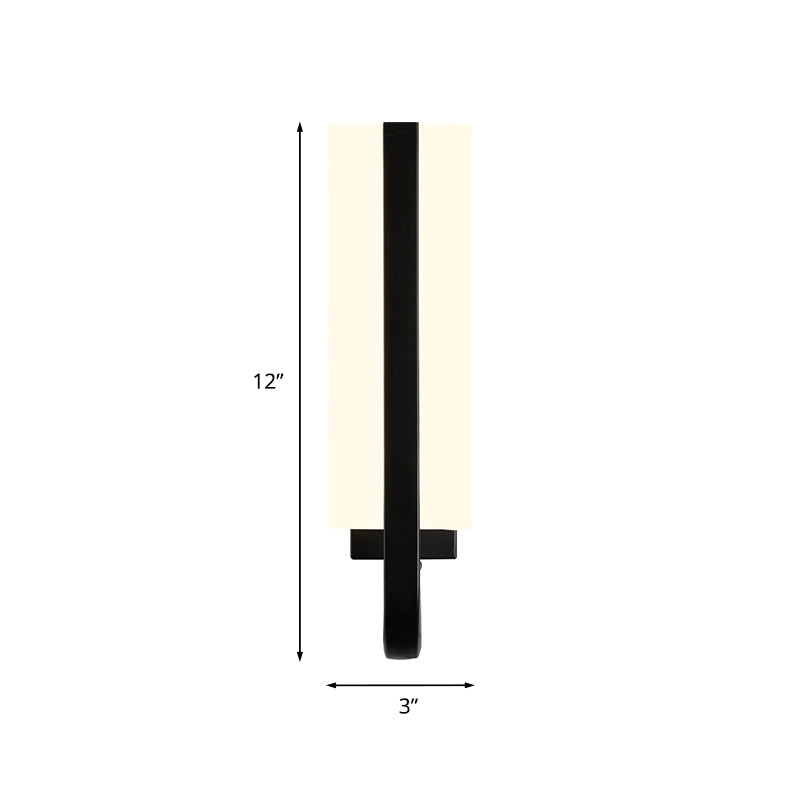 Lisslune | Rectangular Wall Mount Light Minimalist Metal LED Black Wall Lamp Lighting Fixture for Living Room, White/Warm Light