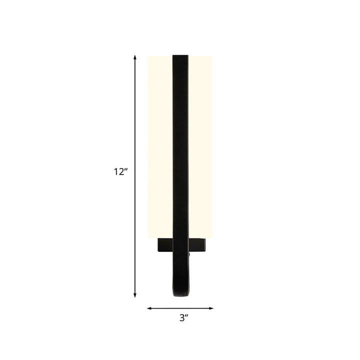 Lisslune | Rectangular Wall Mount Light Minimalist Metal LED Black Wall Lamp Lighting Fixture for Living Room, White/Warm Light