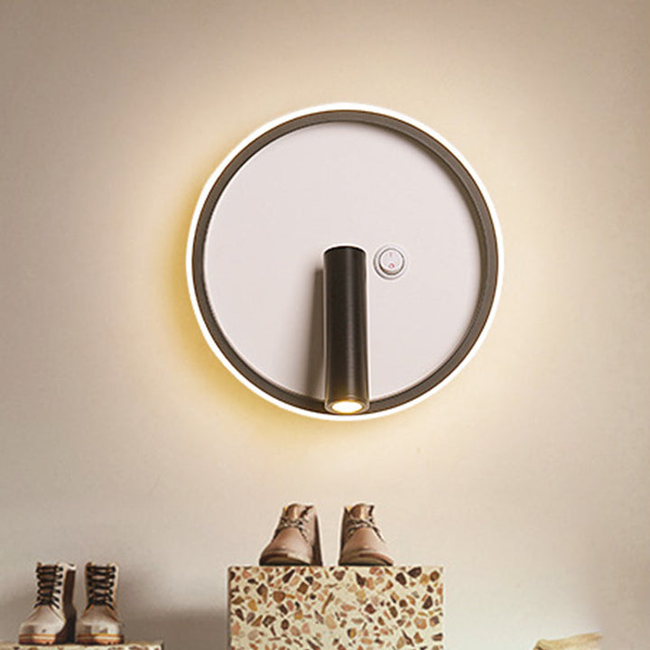 Lisslune | Contemporary Circle/Square/Ellipse Wall Light Metal LED Nightstand Lighting in Black, White/Warm Light