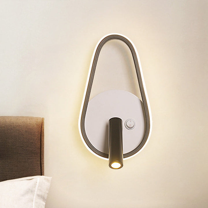 Lisslune | Contemporary Circle/Square/Ellipse Wall Light Metal LED Nightstand Lighting in Black, White/Warm Light