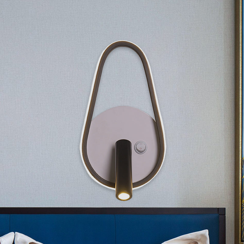 Lisslune | Contemporary Circle/Square/Ellipse Wall Light Metal LED Nightstand Lighting in Black, White/Warm Light