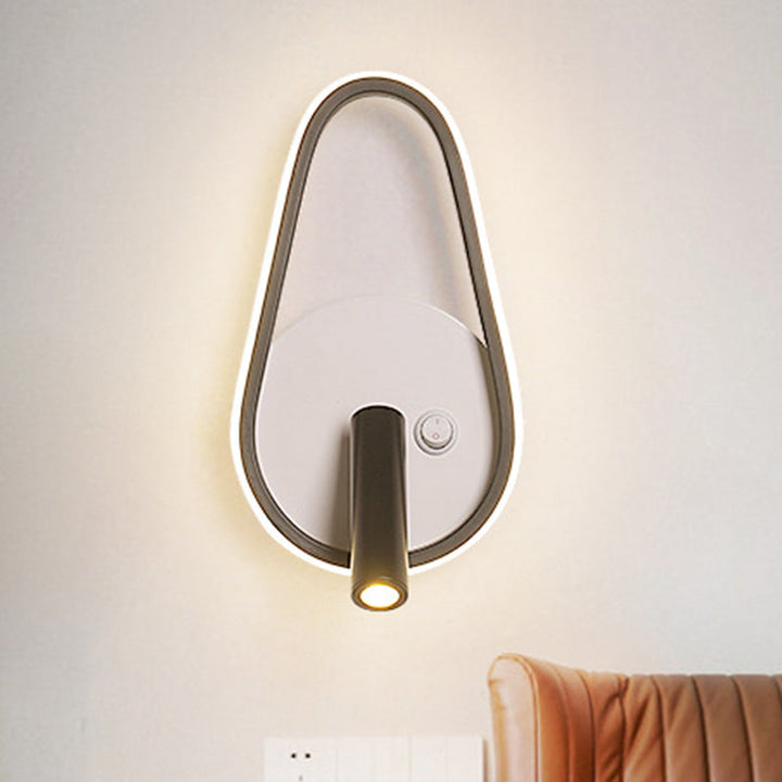 Lisslune | Contemporary Circle/Square/Ellipse Wall Light Metal LED Nightstand Lighting in Black, White/Warm Light