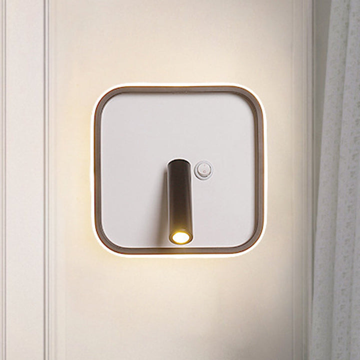 Lisslune | Contemporary Circle/Square/Ellipse Wall Light Metal LED Nightstand Lighting in Black, White/Warm Light