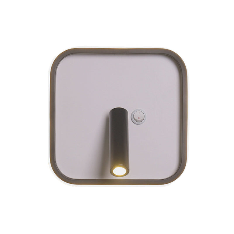 Lisslune | Contemporary Circle/Square/Ellipse Wall Light Metal LED Nightstand Lighting in Black, White/Warm Light