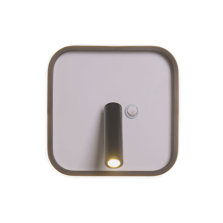 Lisslune | Contemporary Circle/Square/Ellipse Wall Light Metal LED Nightstand Lighting in Black, White/Warm Light