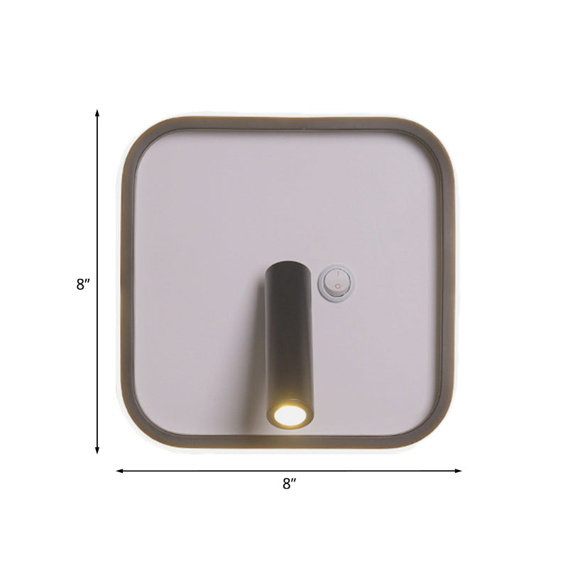 Lisslune | Contemporary Circle/Square/Ellipse Wall Light Metal LED Nightstand Lighting in Black, White/Warm Light