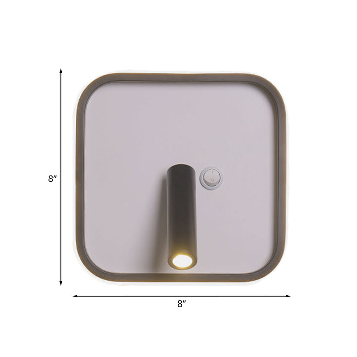Lisslune | Contemporary Circle/Square/Ellipse Wall Light Metal LED Nightstand Lighting in Black, White/Warm Light