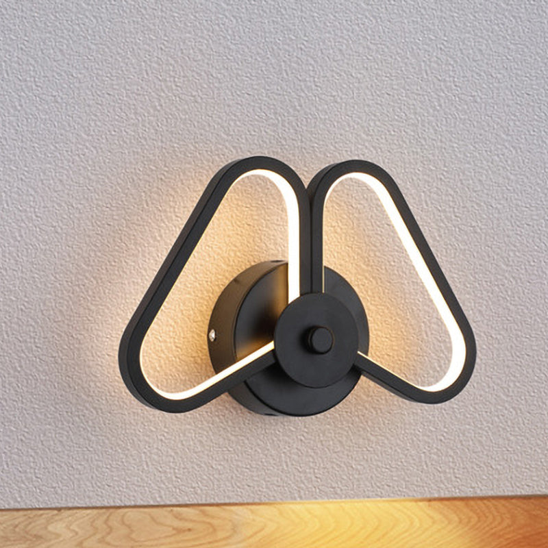 Lisslune | Metallic Double Triangle Scone Light Simplicity White/Black LED Wall Light Idea in White/Warm Light