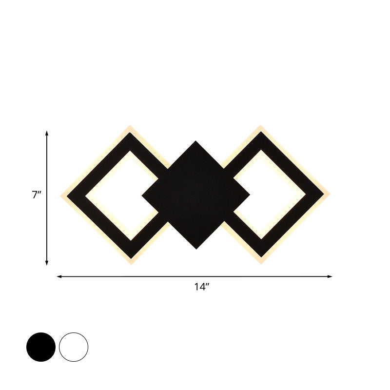 Lisslune | Black/White Rhombus Wall Lighting Idea Nordic LED Metal Wall Lamp for Bedroom, White/Warm Light