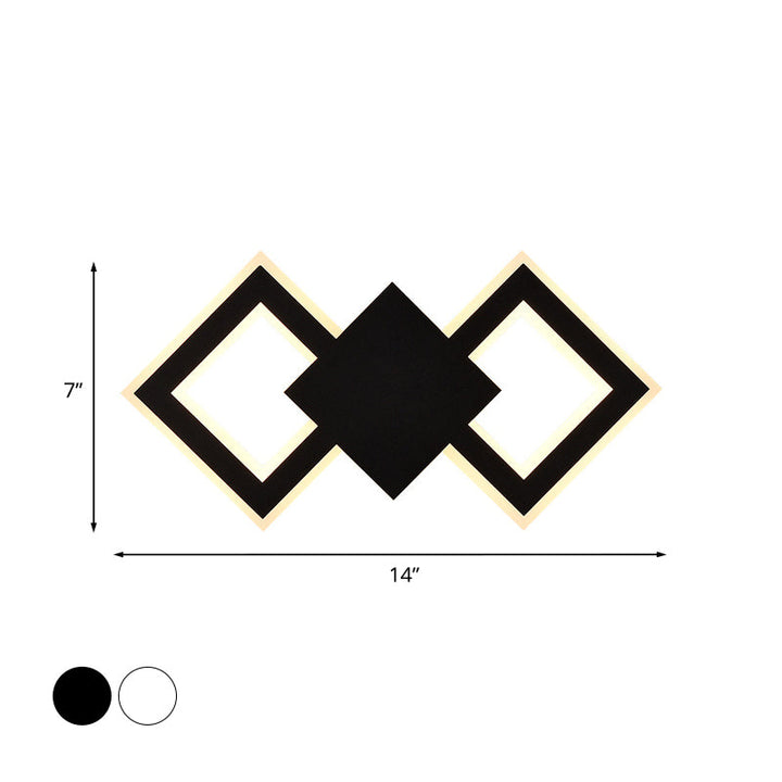Lisslune | Black/White Rhombus Wall Lighting Idea Nordic LED Metal Wall Lamp for Bedroom, White/Warm Light