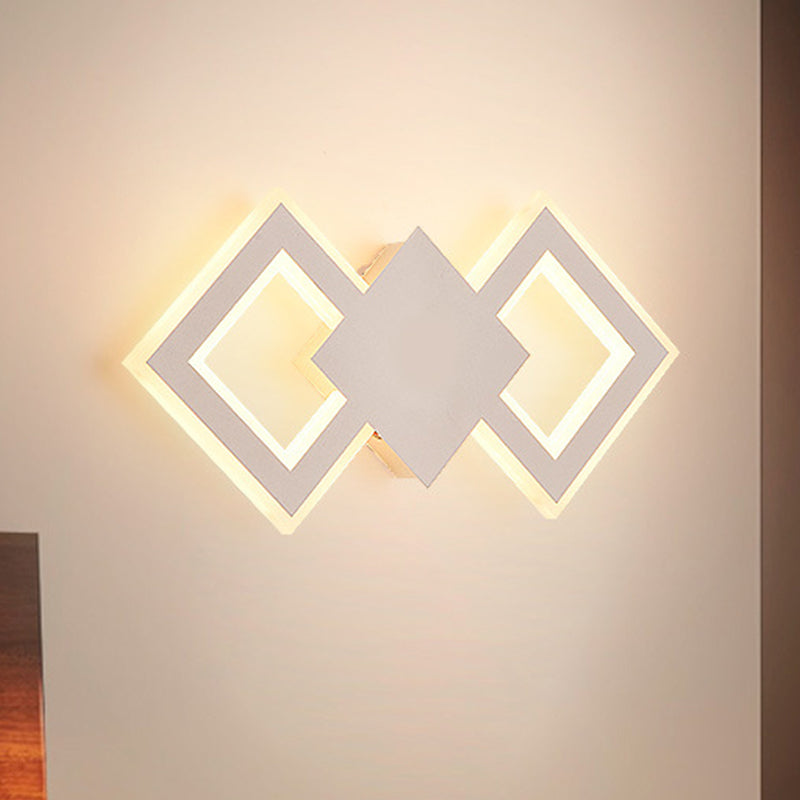 Lisslune | Black/White Rhombus Wall Lighting Idea Nordic LED Metal Wall Lamp for Bedroom, White/Warm Light