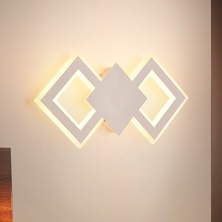 Lisslune | Black/White Rhombus Wall Lighting Idea Nordic LED Metal Wall Lamp for Bedroom, White/Warm Light