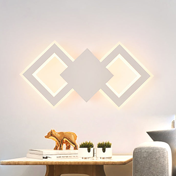 Lisslune | Black/White Rhombus Wall Lighting Idea Nordic LED Metal Wall Lamp for Bedroom, White/Warm Light