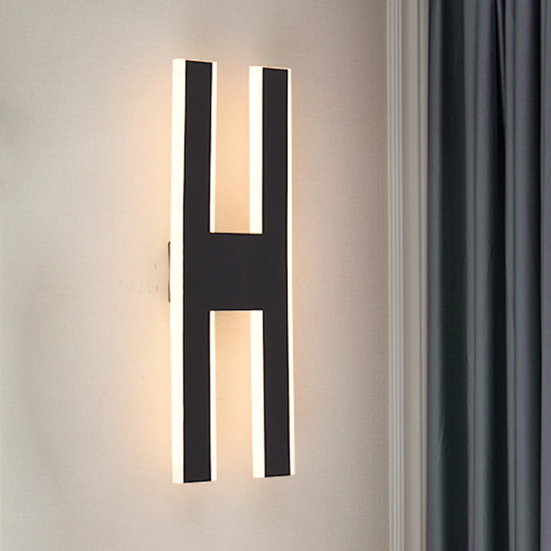 Lisslune | Alphabet Metal Wall Lamp Modern LED White/Black Wall Lights for Nightstands in White/Warm Light