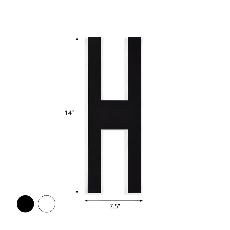 Lisslune | Alphabet Metal Wall Lamp Modern LED White/Black Wall Lights for Nightstands in White/Warm Light