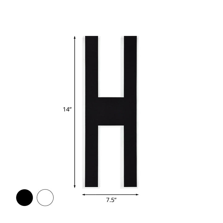 Lisslune | Alphabet Metal Wall Lamp Modern LED White/Black Wall Lights for Nightstands in White/Warm Light