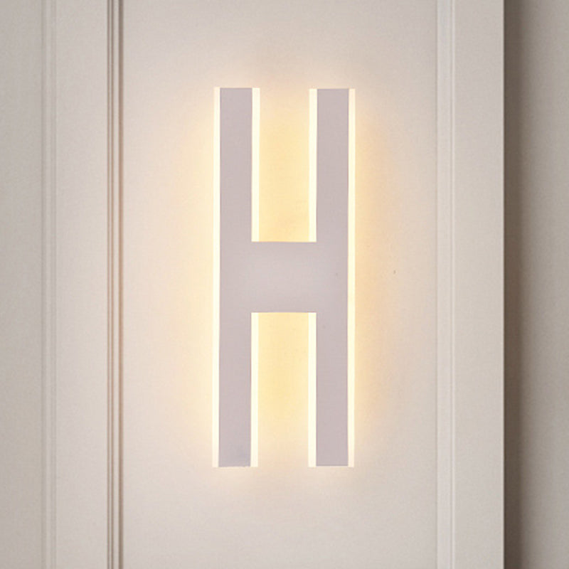 Lisslune | Alphabet Metal Wall Lamp Modern LED White/Black Wall Lights for Nightstands in White/Warm Light