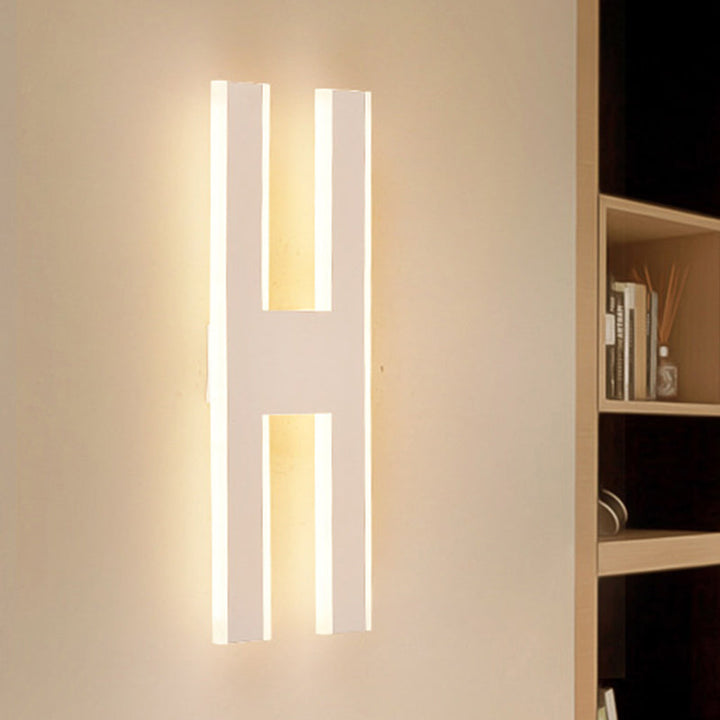Lisslune | Alphabet Metal Wall Lamp Modern LED White/Black Wall Lights for Nightstands in White/Warm Light