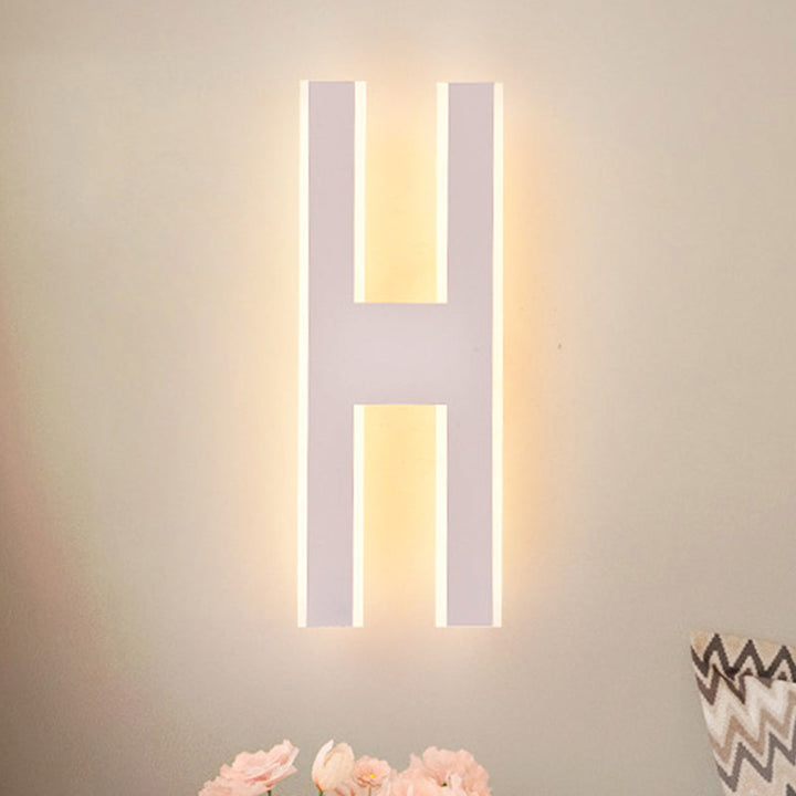 Lisslune | Alphabet Metal Wall Lamp Modern LED White/Black Wall Lights for Nightstands in White/Warm Light