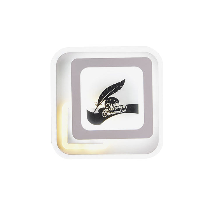 Lisslune | Acrylic Square Wall Light Simplicity LED White Wall Lamp with Deer/Feather Pattern for Living Room