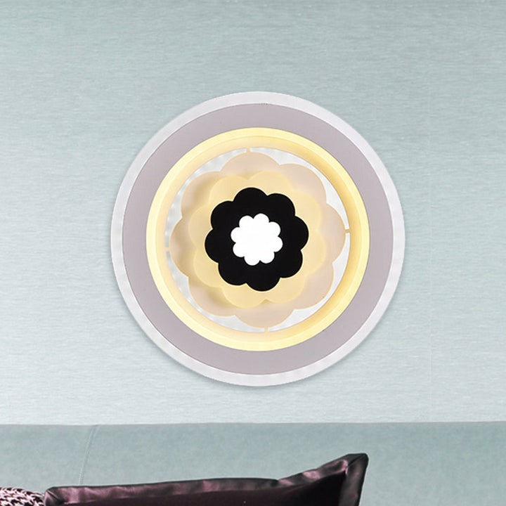 Lisslune | Acrylic Round Wall Lamp Fixture Modern LED White Wall Mount Light for Nightstand