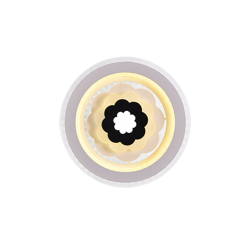 Lisslune | Acrylic Round Wall Lamp Fixture Modern LED White Wall Mount Light for Nightstand